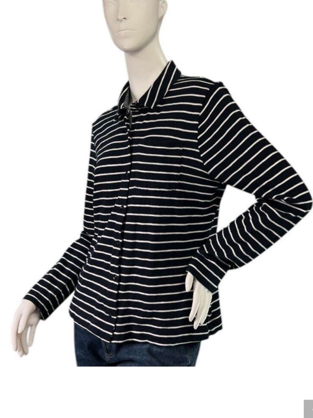 Barbour 100% Cotton Blue and White Stripe Button Down Shirt Size 12